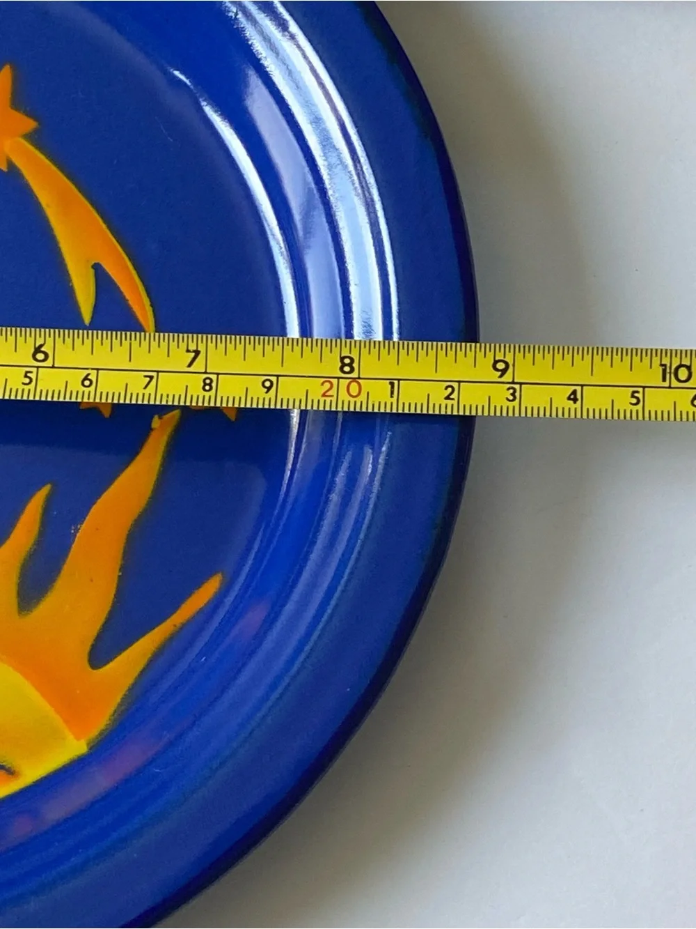 Vintage Kockums Sweden Enamelware 2 Plates Celestial Sun Noon Stars 8.75” Blue